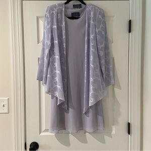Women's Lavender Dress with Sheer Floral Overlay Jacket/2pcs Size 10P